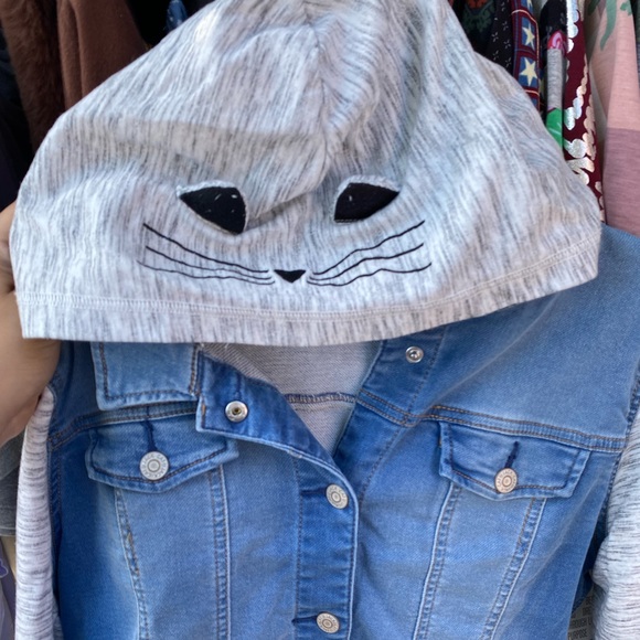 Girls' Cat Hood Denim Jacket - Cat & Jack™ Medium Wash - Picture 2 of 3